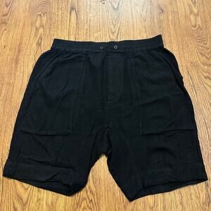 Ch. Chapter black shorts size 31 linen/cotton casual elastic waist big pockets